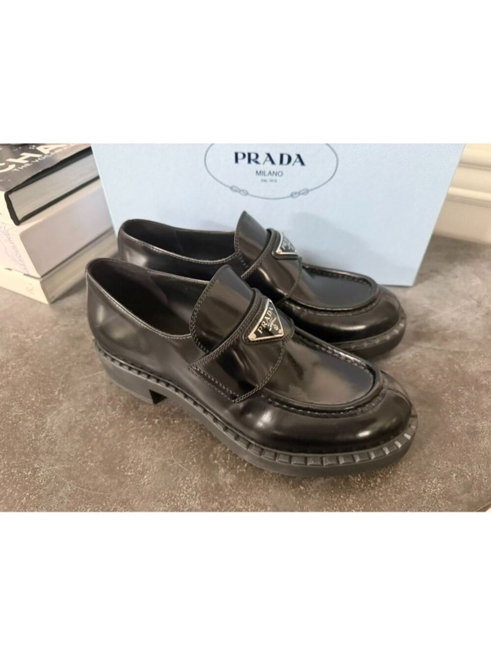PRADA Chocolate brushed leather loafers Black Size 37 7 - Picture 5 of 9